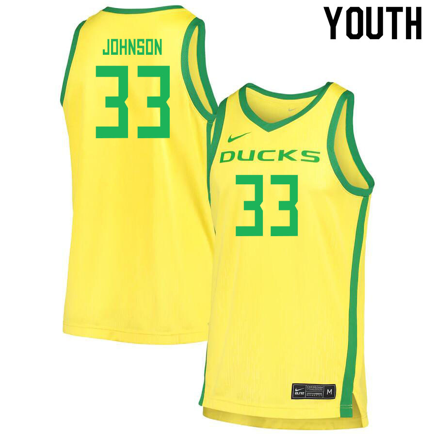 Youth # #33 Isaac Johnson Oregon Ducks College Basketball Jerseys Sale-Yellow
